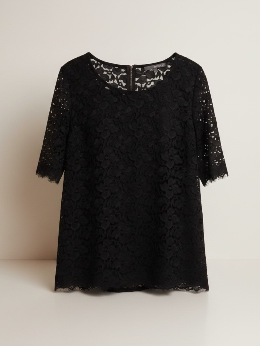 Matty M Black Lace Sheer Overlay Blouse Top Size Medium
